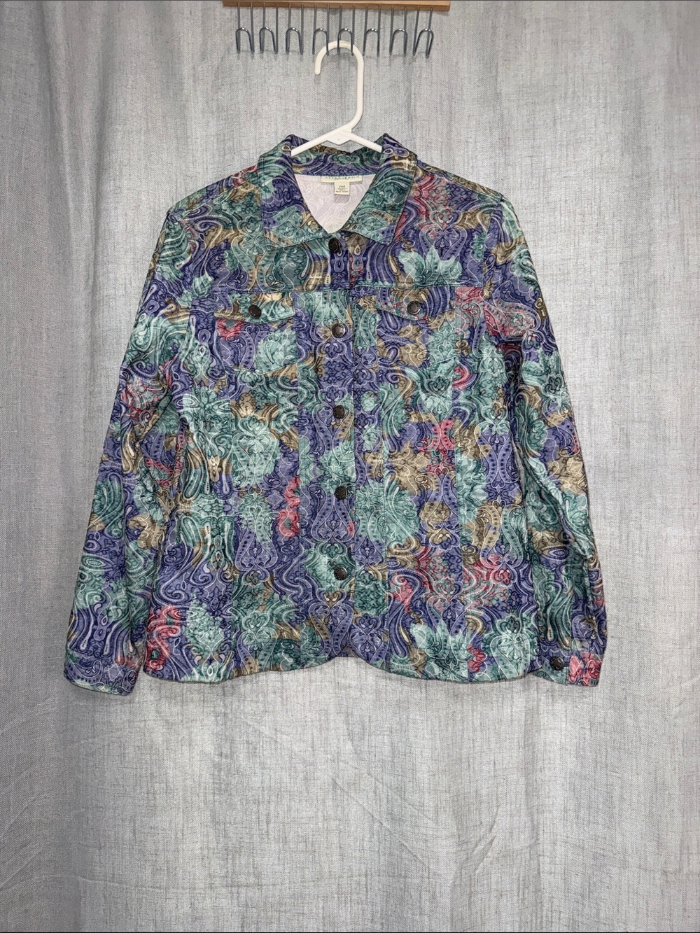 Vintage Appleseed's Petites Colorful Paisley & Floral Button-Front Jacket
